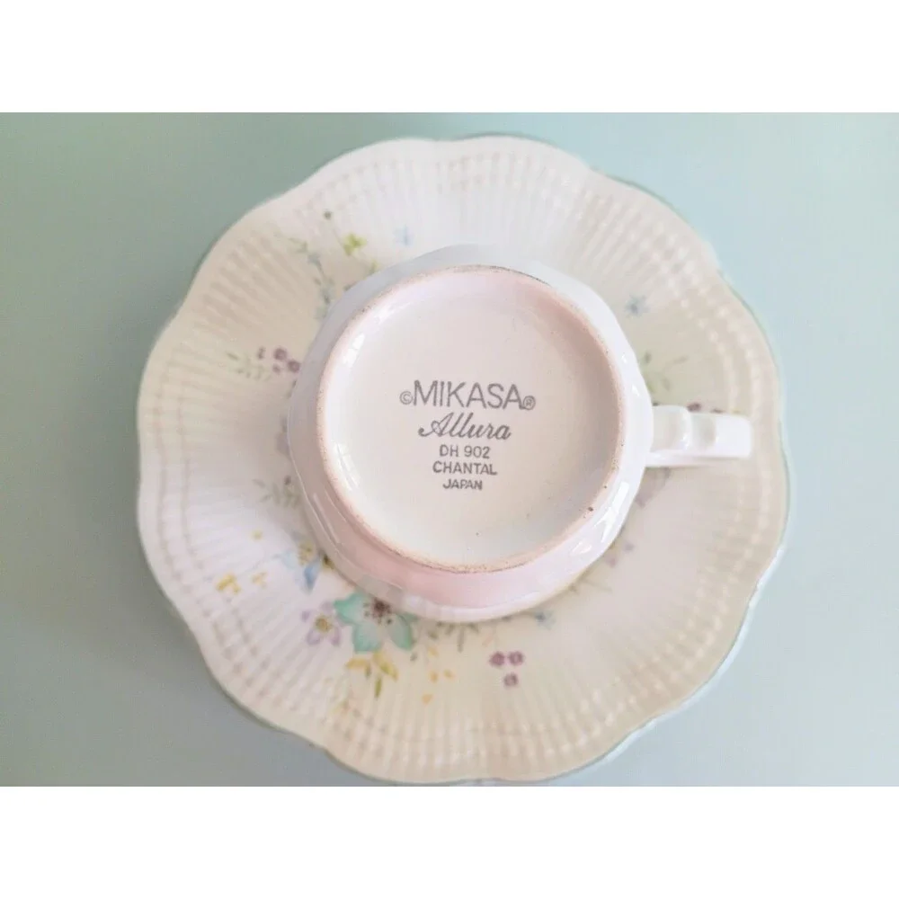 Mikasa Allura Chantal Tea Cup & Saucer China DH 902 Discontinued Pattern 1980s